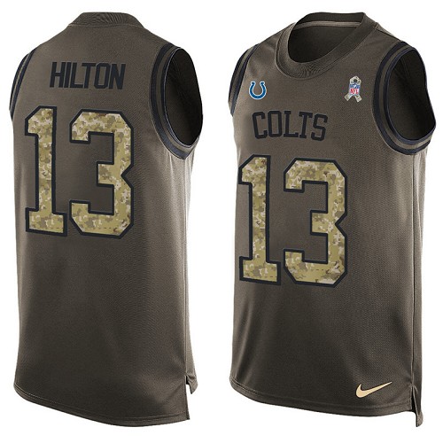 Men's Limited T.Y. Hilton Nike Jersey Green - #13 Salute to Service Tank Top NFL Indianapolis Colts